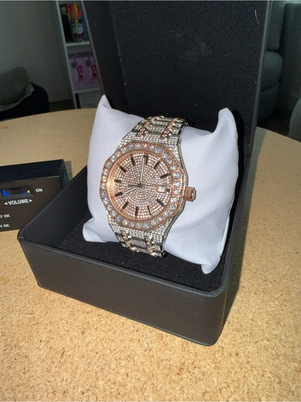 Men's Gold-Tone Fully Iced Bracelet Watch